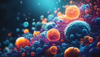 Obraz premium A microscopic view of cells interacting within a living organism.