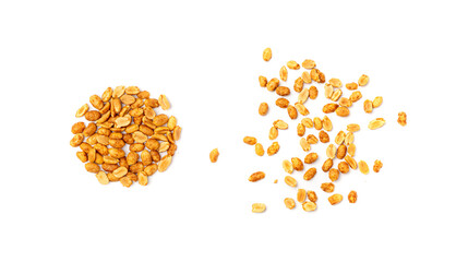 Spicy peanuts isolated, heeng jeera pea nuts mixture, Indian namkeen, roasted salty nut snack