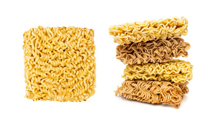 Raw Instant Noodles Isolated, Dry Ramen Noodle, Uncooked Korea Vermicelli, Fast Chinese Pasta