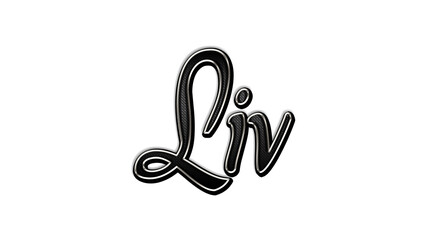 black metal 3d design of name Liv on white background.