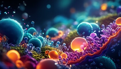 A microscopic view of cells interacting within a living organism.