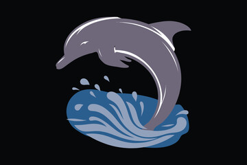 Dolphin with water vector silhouette 