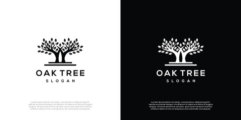 Natural Tree Vector Logo Illustration. Nature Tree and Growth Design Template