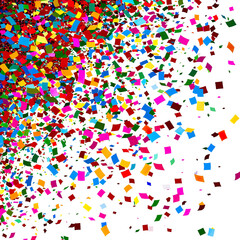 Obraz premium A vibrant explosion of confetti scattered across a white background.