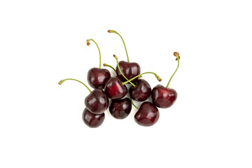 Bunch of cherries on a white background