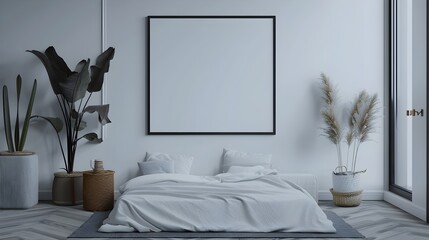Minimalist and Stylish Teen Bedroom with Sleek Frame Mockup and 3D Rendering