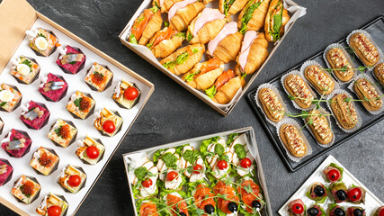 A delicious assortment of gourmet finger foods, ideal for party catering and festive holiday celebrations