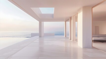 Obraz premium Minimalist Beachfront Home with Open Spaces and Calming Ambiance