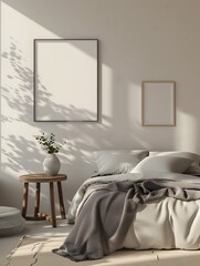 Minimalist Bedroom Design with Bed and Nightstand in Clean Interior
