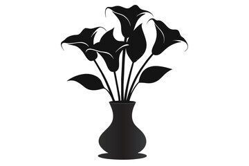 Minimalist Calla Lilies 🌷 in Vase Vector | Elegant Silhouette Design 🎨