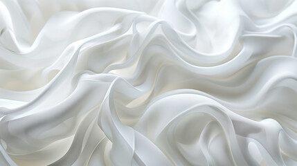 Fototapeta premium Abstract white fabric waves texture background. Elegant and soft flowing material for design and print.