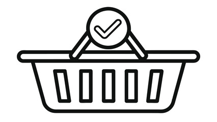 Simple Black Line Drawing of a Shopping Carrier 🛒 | Minimalist Vector Illustration