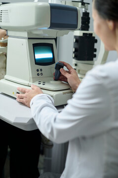 Eye exam at clinic