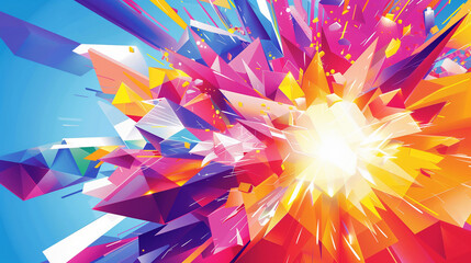 Explosive Abstract Geometric Burst with Sharp Multicolored Fragments