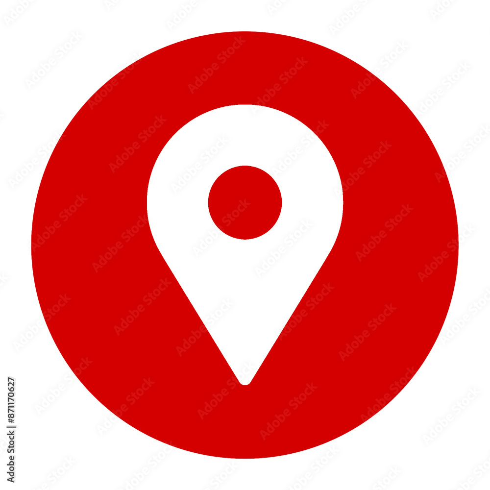 Poster red location icon with simple and modern design