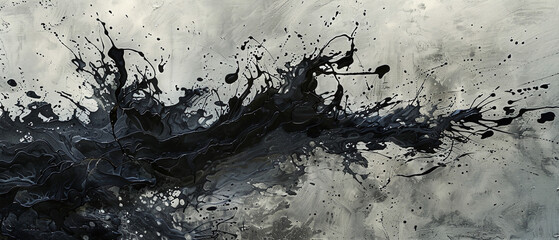 Abstract Black and White Ink Splatter Art
