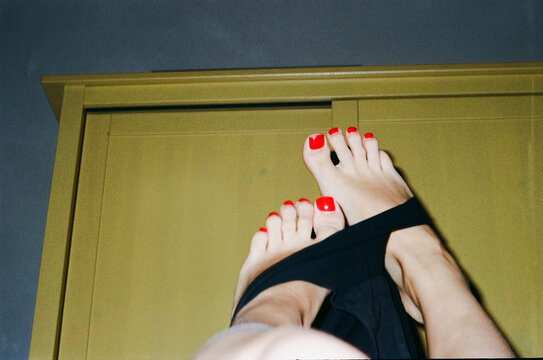 A playful moment in the bedroom