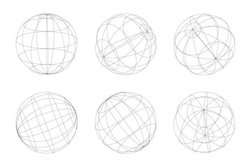 Globe grid spheres. 3D spheres wireframe