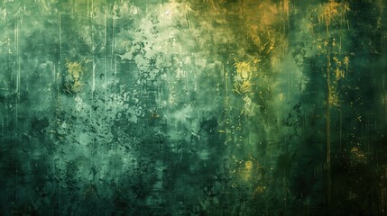 Fototapeta premium Antique Green Painted Blank Wall, Textured Color Background Design, Weathered Distressed Vintage Backdrop, Peeling Paint Closeup, Abstract Digital Grungy Texture