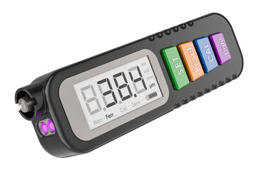 Black coating thickness gauge. Digital Paint Tester Meter, 3D rendering isolated on transparent background