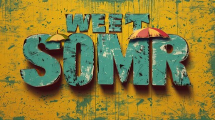 This image features a pealing paint signboard with the words 'Weet Somr', showcasing artistic vibrancy combined with deterioration.