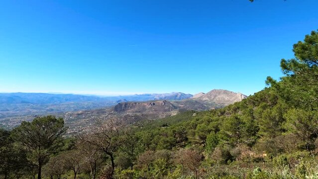 Panoramic view on hiking trail to Maroma peak, Sierra Tejeda, Spain 