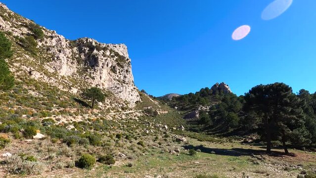 Panoramic view on hiking trail to Maroma peak, Sierra Tejeda, Spain 