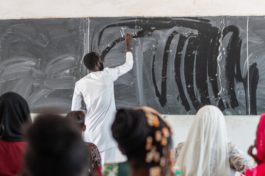 School Teacher Conducting a Lesson in a Senegalese Classroom During th