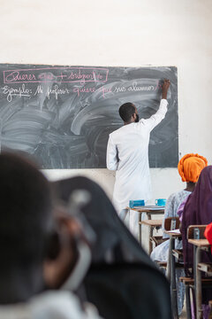 School Teacher Conducting a Lesson in a Senegalese Classroom During th