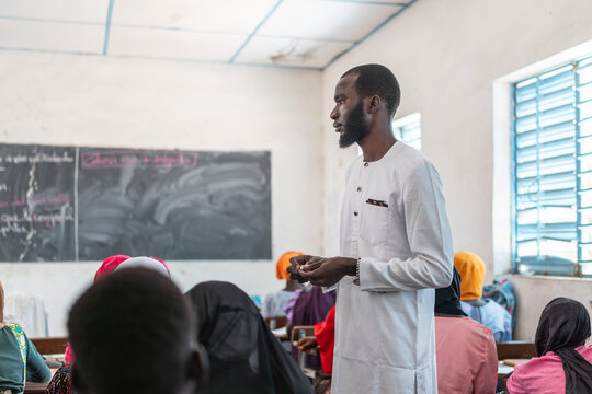 School Teacher Leading a Classroom Lesson in Senegal During the Day