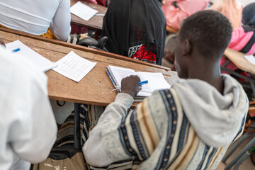 African high school students in classroom setting