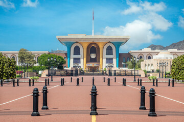 Central square and Al Alam ceremonial palace of the Sultan, Muscat, Oman