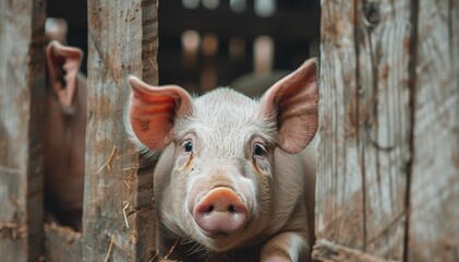 Fototapeta premium Farm pigs stall swine Meat production