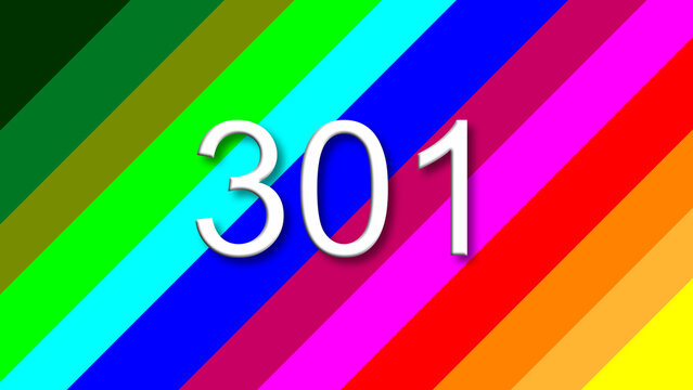301 colorful rainbow background year number