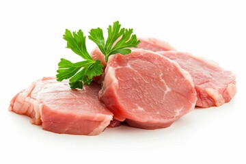 Fototapeta premium Fresh pork on white backdrop