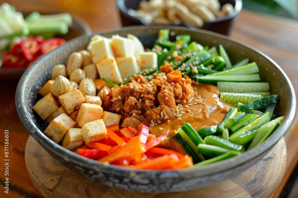 Poster gado gado a delicious indonesian dish with fresh vegetables and peanut sauce