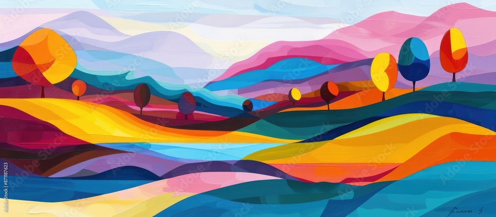 Poster dynamic and vibrant abstract wave design with multicolored overlays. trendy and versatile art. aig62