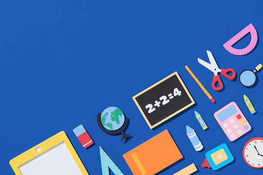 Back to school concept template, blue background.