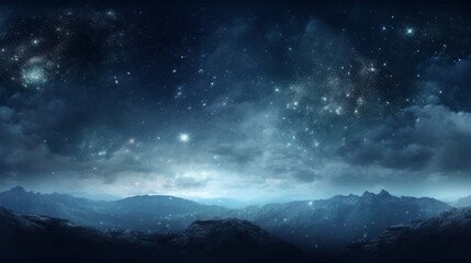 Fototapeta premium This captivating image features a breathtaking starry night sky over a mountainous landscape, filled with bright celestial bodies and a sense of cosmic grandeur.