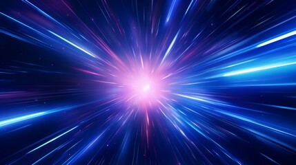 A radiant burst of energy fills the space with vibrant and colorful light streaks, creating an explosive visual that suggests movement and cosmic power.