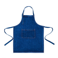 Blue Jeans apron on white background, Blue denim apron isolated on white background