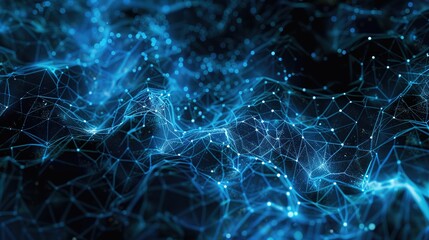 Abstract Symphony of Blue: Intricate Network of Interconnected Dots and Lines