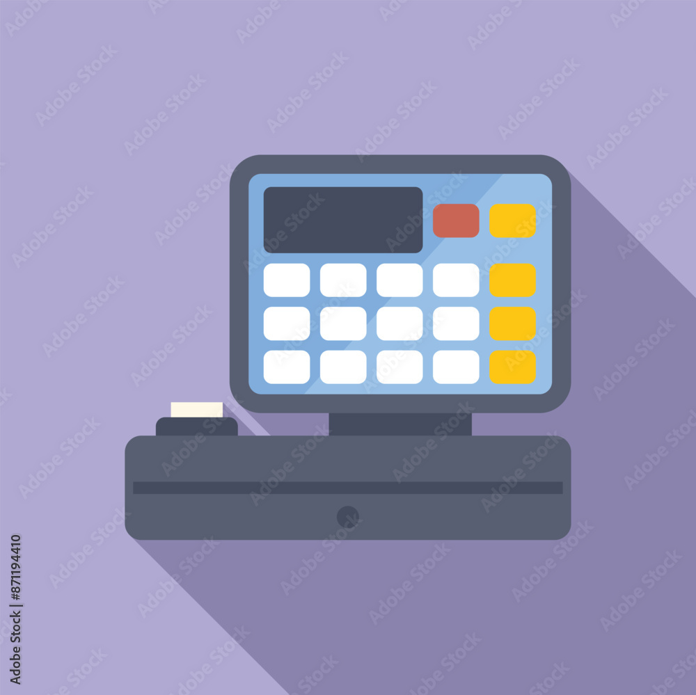 Poster cash register with a digital display showing the total amount of the purchase