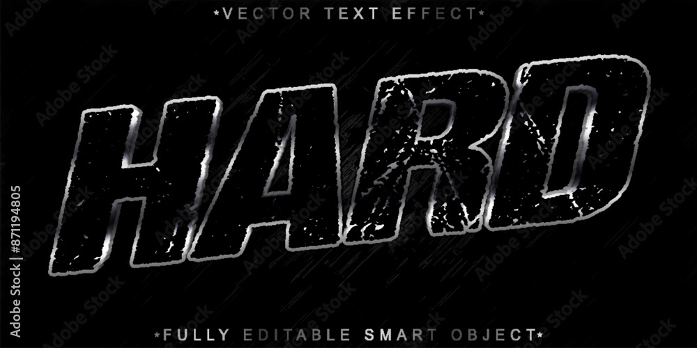 Poster black worn silver hard vector fully editable smart object text effect