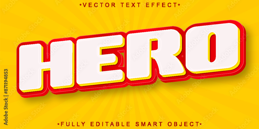 Poster Cartoon Hero Vector Fully Editable Smart Object Text Effect