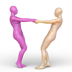 ポーズをとる女性達　3DCGレンダリング