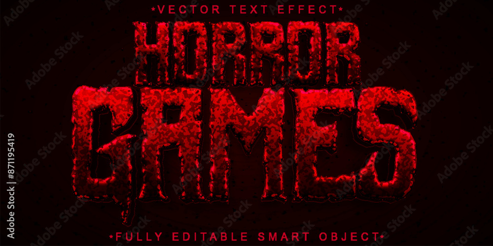 Poster Red Dark Horror Games Vector Fully Editable Smart Object Text Effect