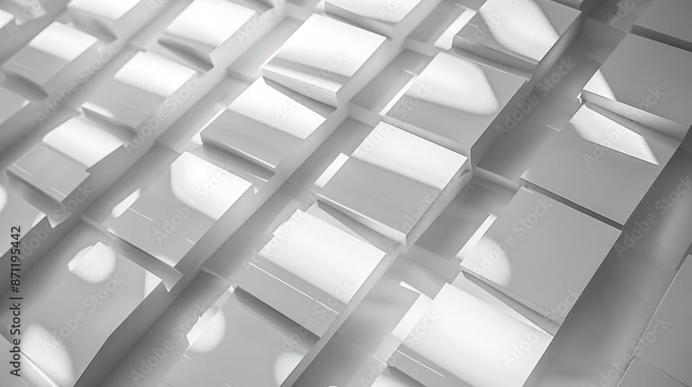 Poster sleek minimalist grid pattern with subtle shadows for contemporary designs