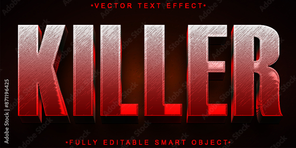 Poster red horror killer vector fully editable smart object text effect