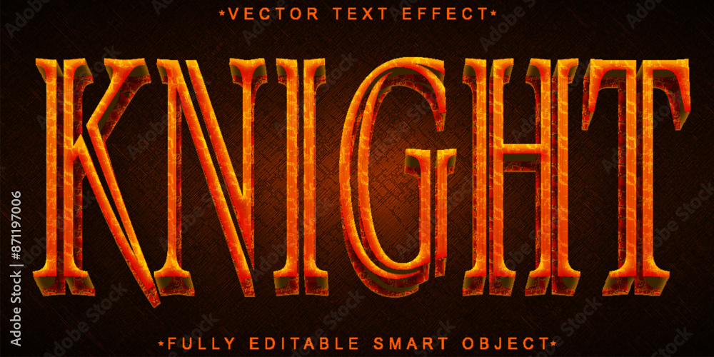 Poster knight vector fully editable smart object text effect